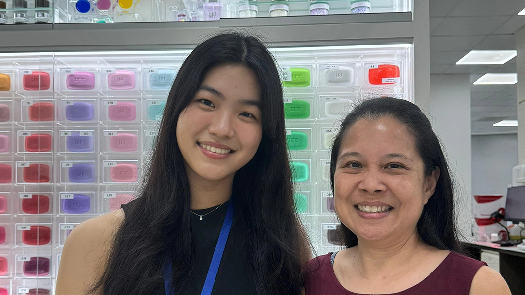 Wen Hui with her trainer, Jennifer