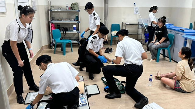 St John cadets completing clinical tests